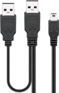 USB 2.0 Hi-Speed Dual-Power Kabel, Schwarz