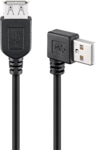 USB 2.0 Hi-Speed Verlängerungskabel 90°, Schwarz