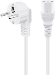Cold-device connection cord, angled; 2 m, white