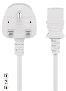 UK - Kaltgerätekabel; 2,5 m, Weiß