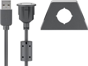USB 2.0 Hi-Speed Verlängerungskabel mit Montagehalterung, Schwarz